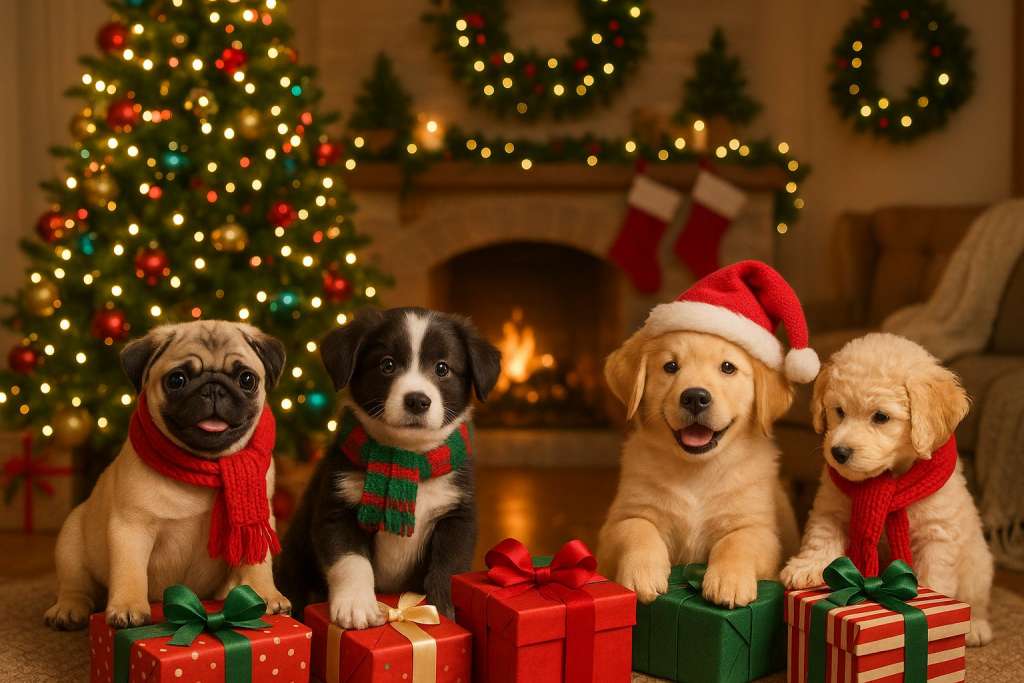 Puppies at Christmas
