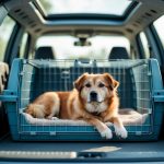 dog in crate in pet taxi