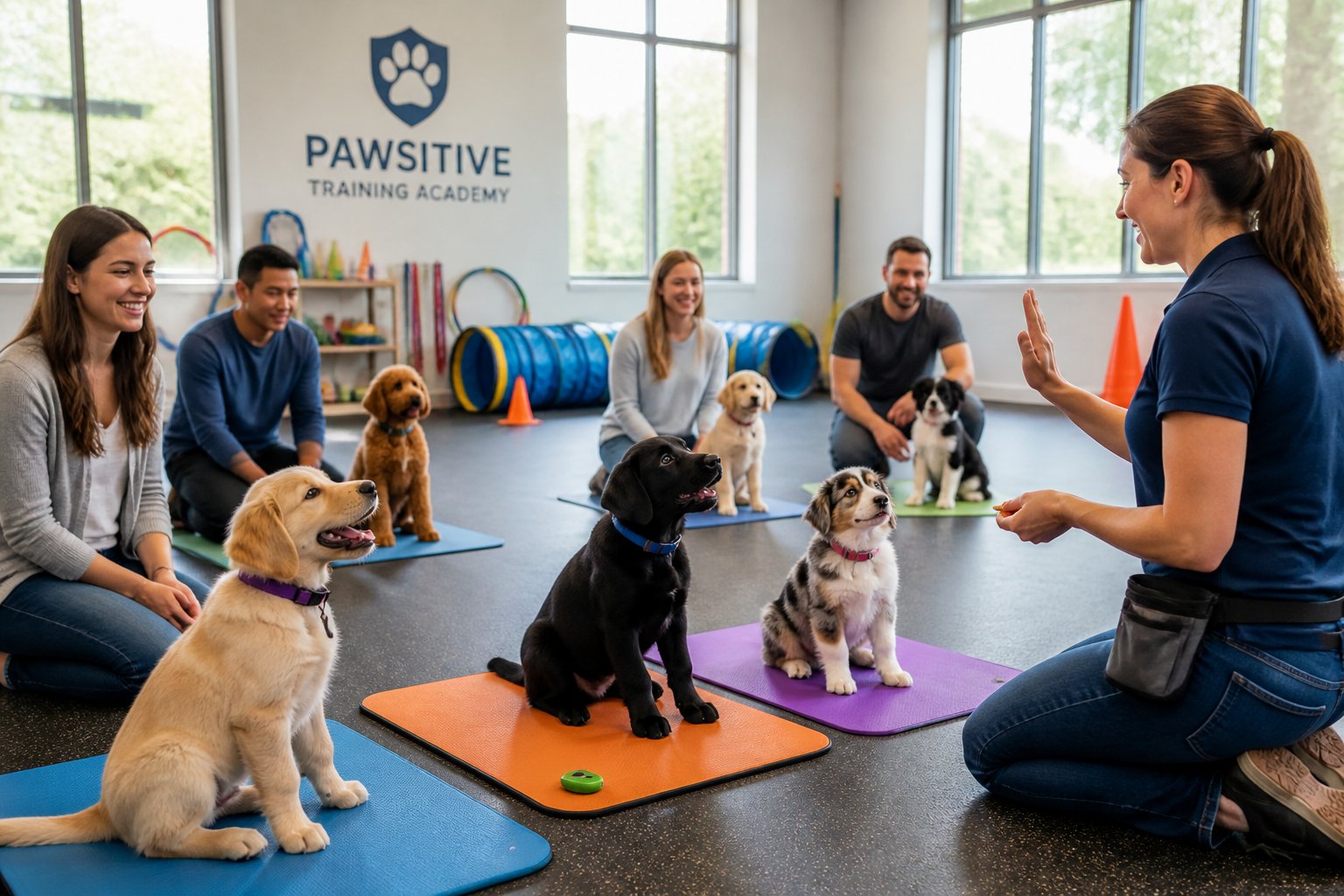 puppies in puppy training class.