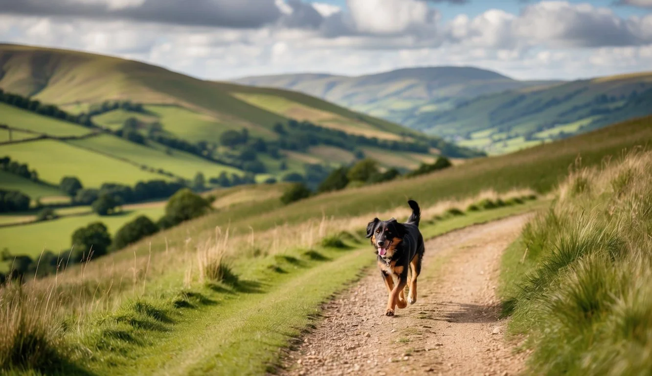 dog walking in the peak disrict